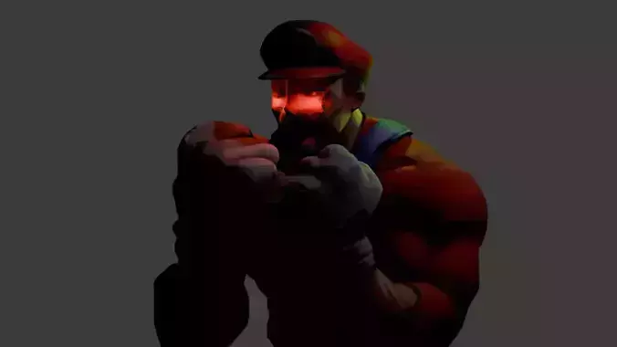 estatuilla de super mario mamadisimo con iluminacion gamer  3D model