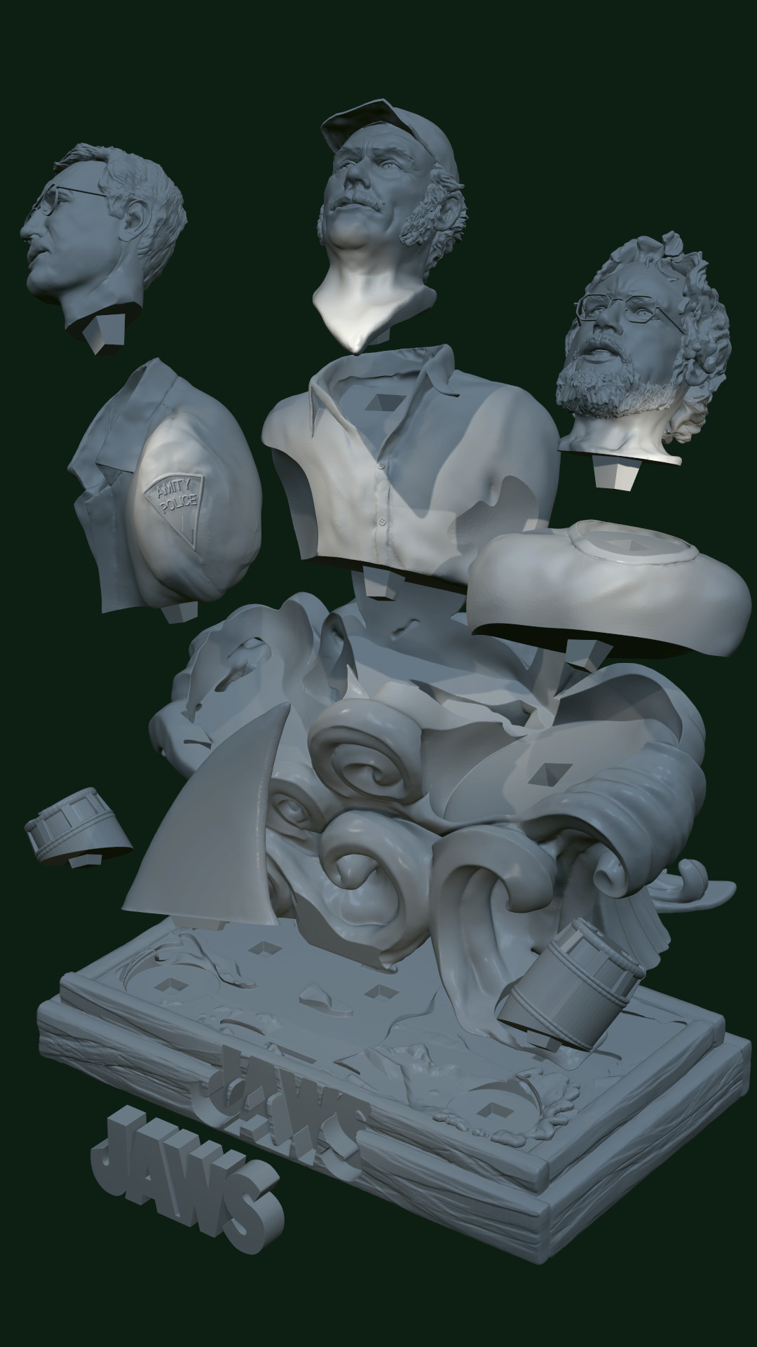 Jaws model - character busts 3D print model_3