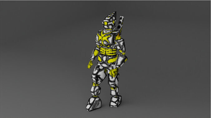 PSX style cyber soldier - Retro Modeling Character Low-poly 3D model