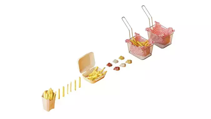 Fries Pack 3D model