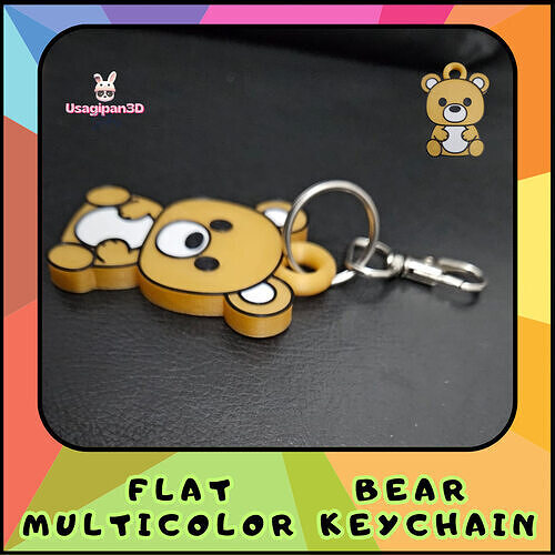 Flat Bear Multicolor Keychain 3D print model