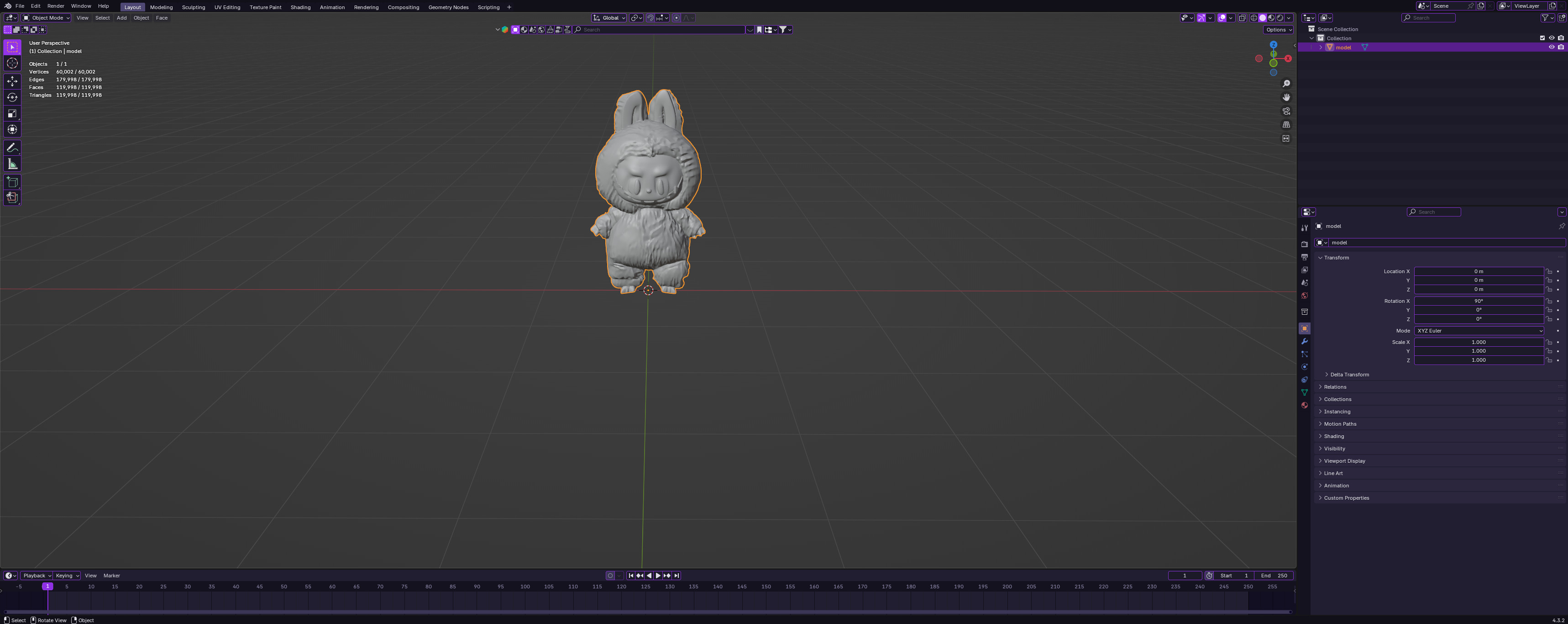 Pink Labubu 3D Model  Stylized Collectible Toy Low-poly 3D model_7