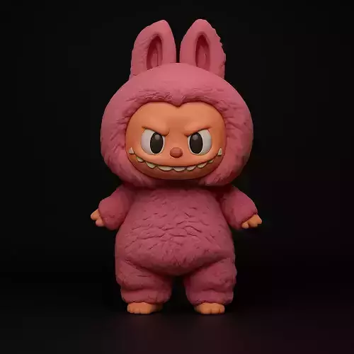 Pink Labubu 3D Model  Stylized Collectible Toy Low-poly 3D model