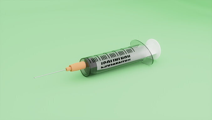transparent syringe with needle - Realistic model 3D model