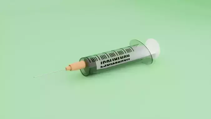 transparent syringe with needle - Realistic model 3D model