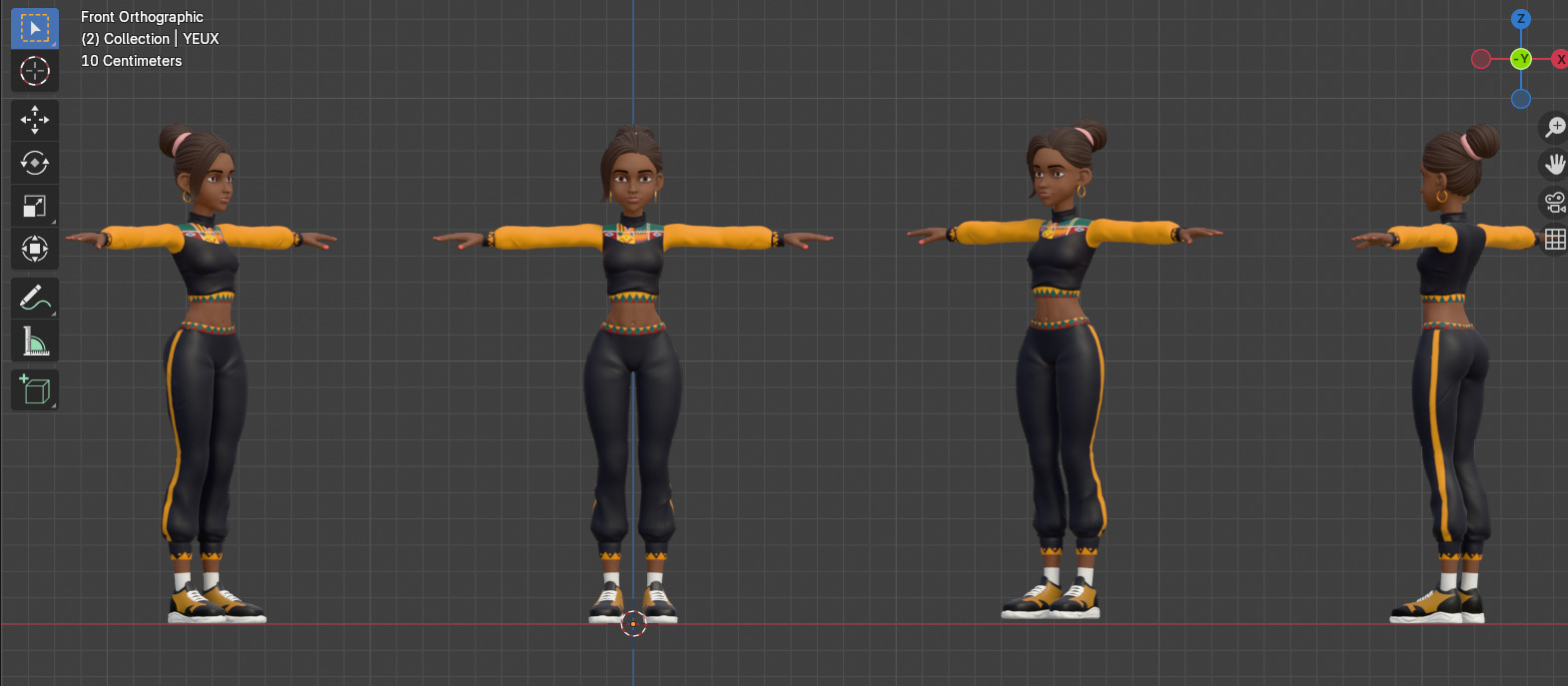 Stylized African Female Character Low-poly 3D model_1