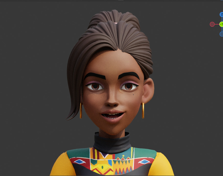 Stylized African Female Character Low-poly 3D model_3
