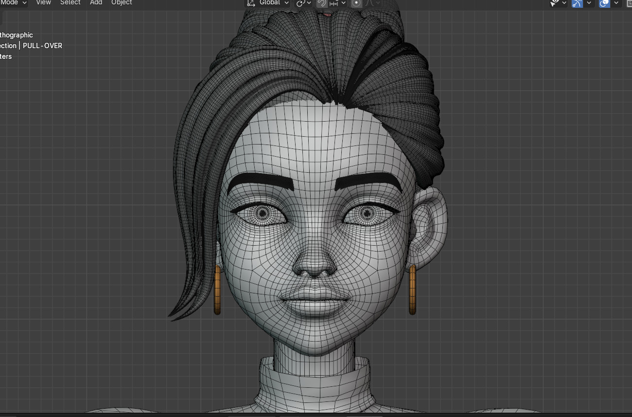 Stylized African Female Character Low-poly 3D model_2