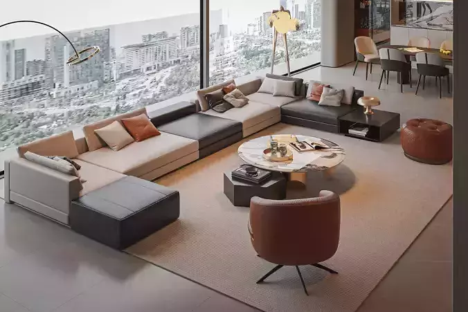 Modern Elegance Living and Dining room Sketchup 3D Model 