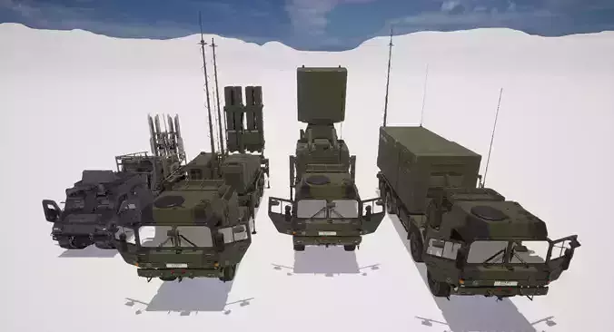 Rigged IRIS-T Defence System Low-poly 3D model