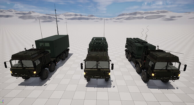 Rigged IRIS-T SLM Defence System Low-poly 3D model