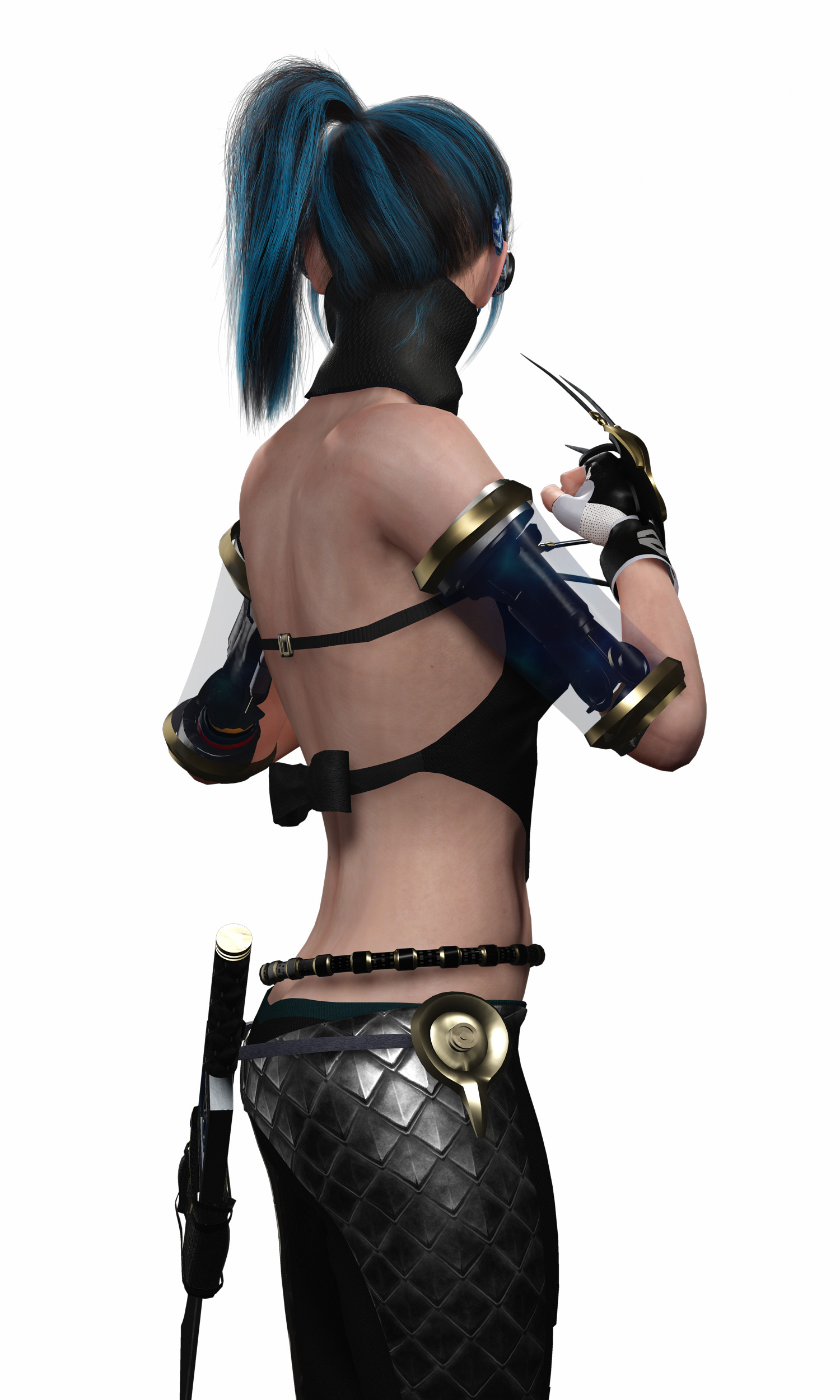 Cyberpunk Female Ninja Assassin Low-poly 3D model_17