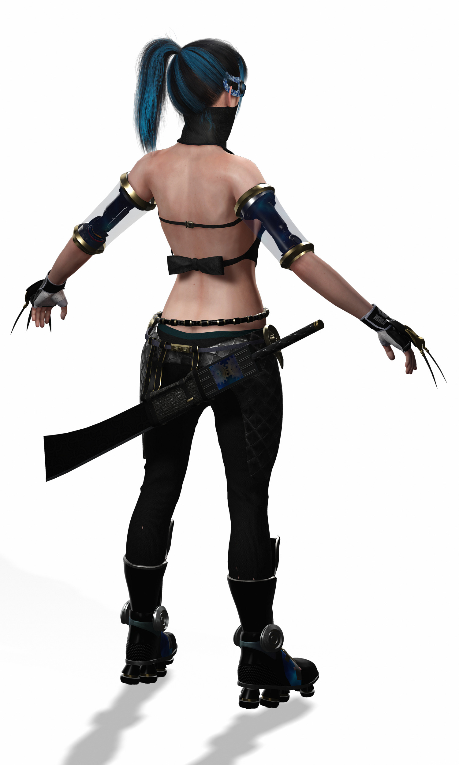 Cyberpunk Female Ninja Assassin Low-poly 3D model_15