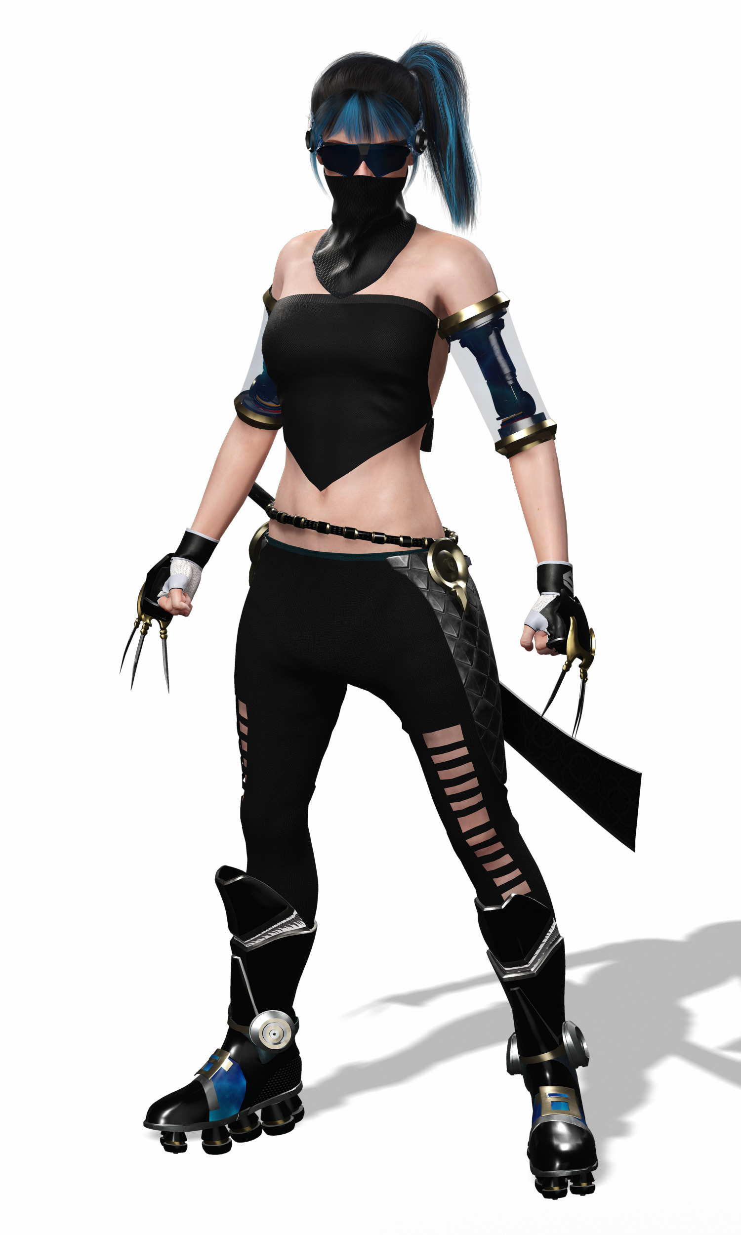 Cyberpunk Female Ninja Assassin Low-poly 3D model_11