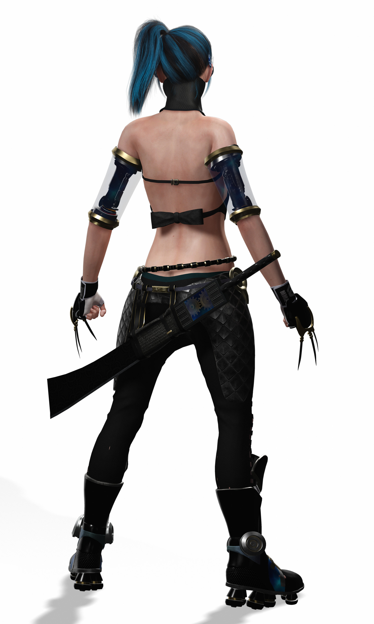 Cyberpunk Female Ninja Assassin Low-poly 3D model_13