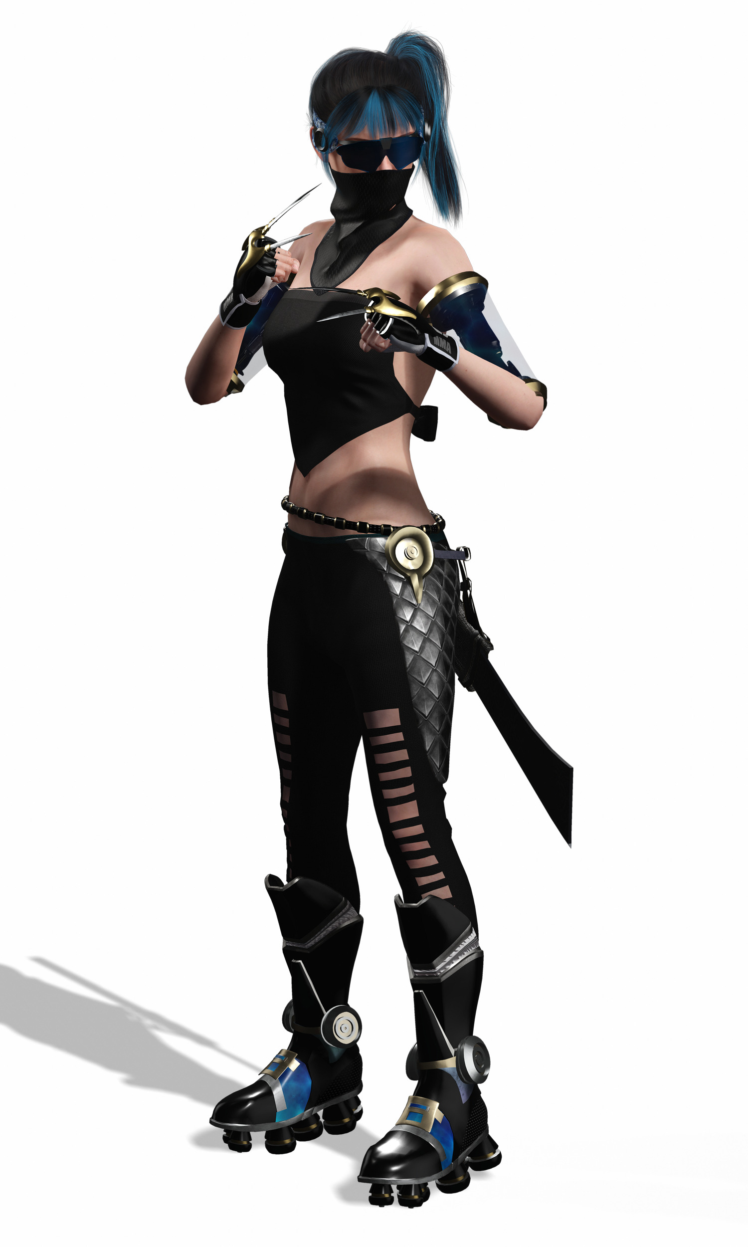 Cyberpunk Female Ninja Assassin Low-poly 3D model_18