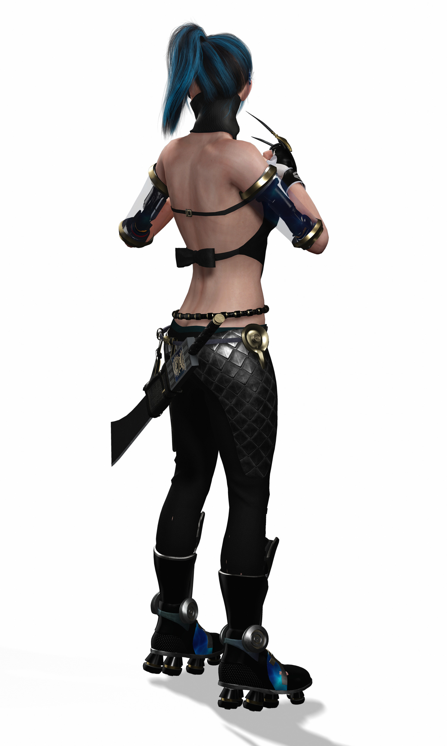 Cyberpunk Female Ninja Assassin Low-poly 3D model_19