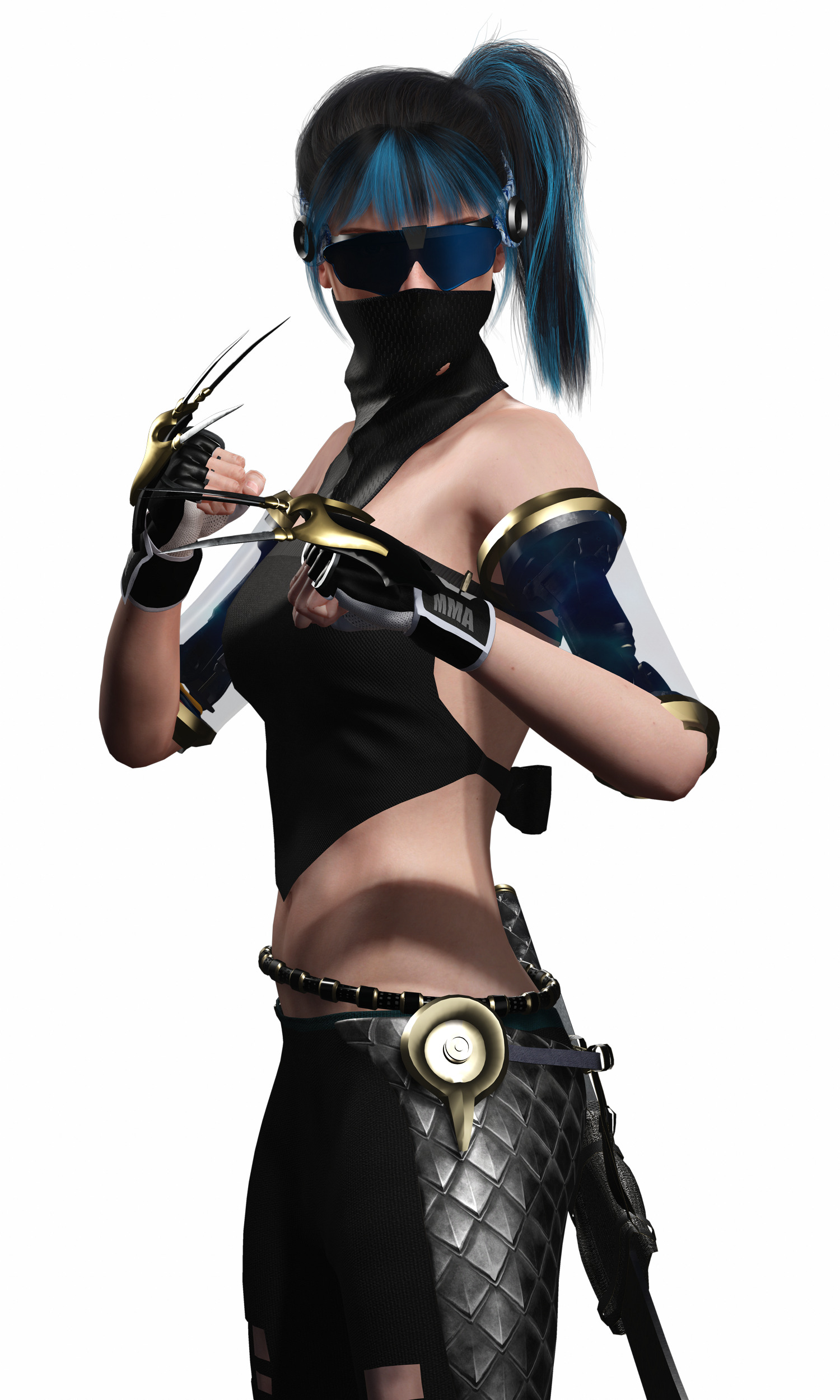 Cyberpunk Female Ninja Assassin Low-poly 3D model_16