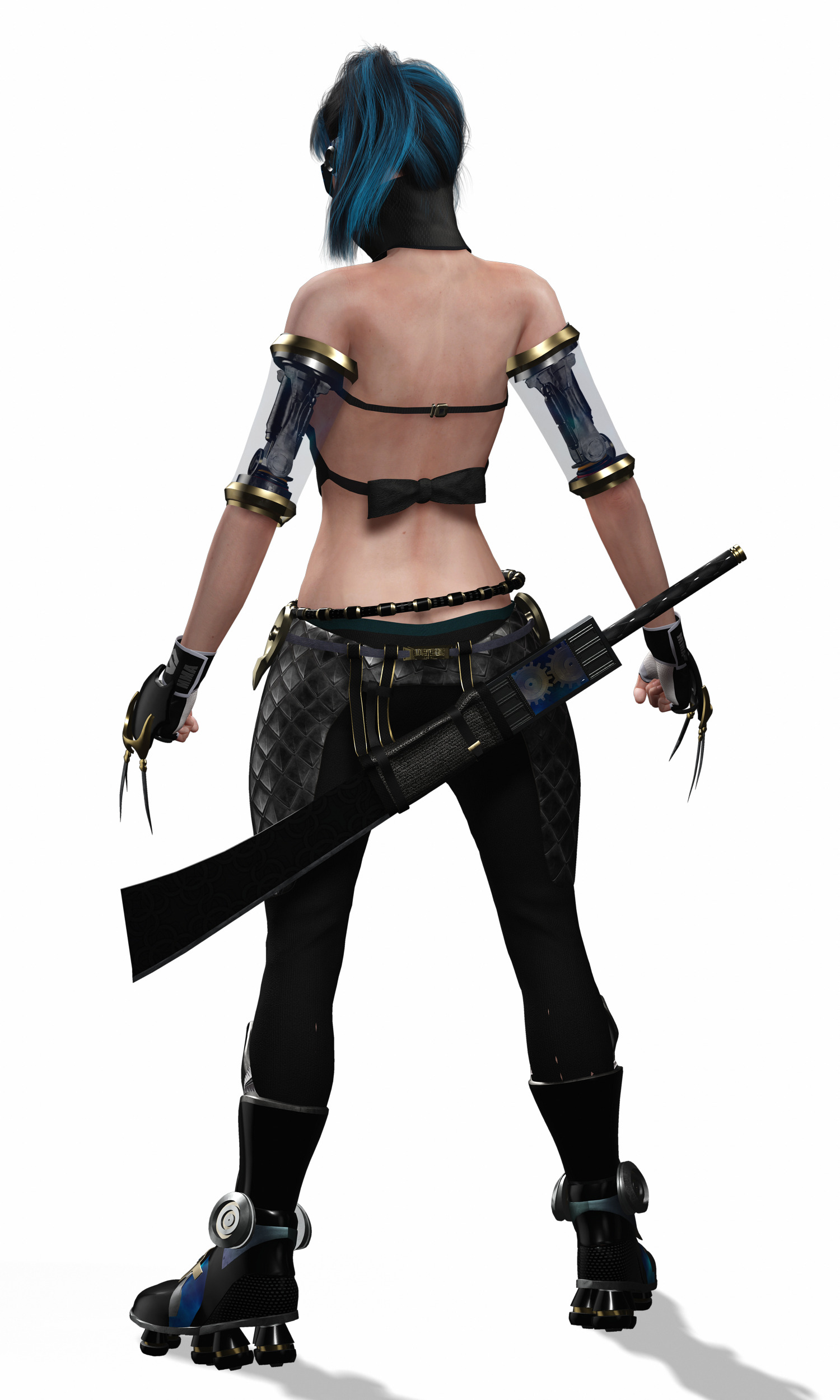 Cyberpunk Female Ninja Assassin Low-poly 3D model_12
