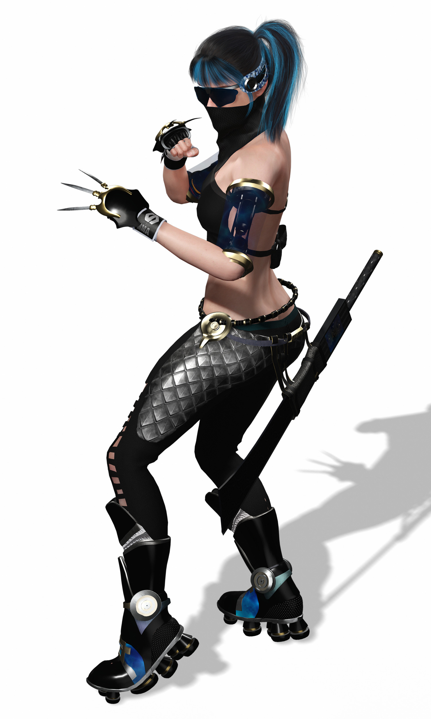 Cyberpunk Female Ninja Assassin Low-poly 3D model_8