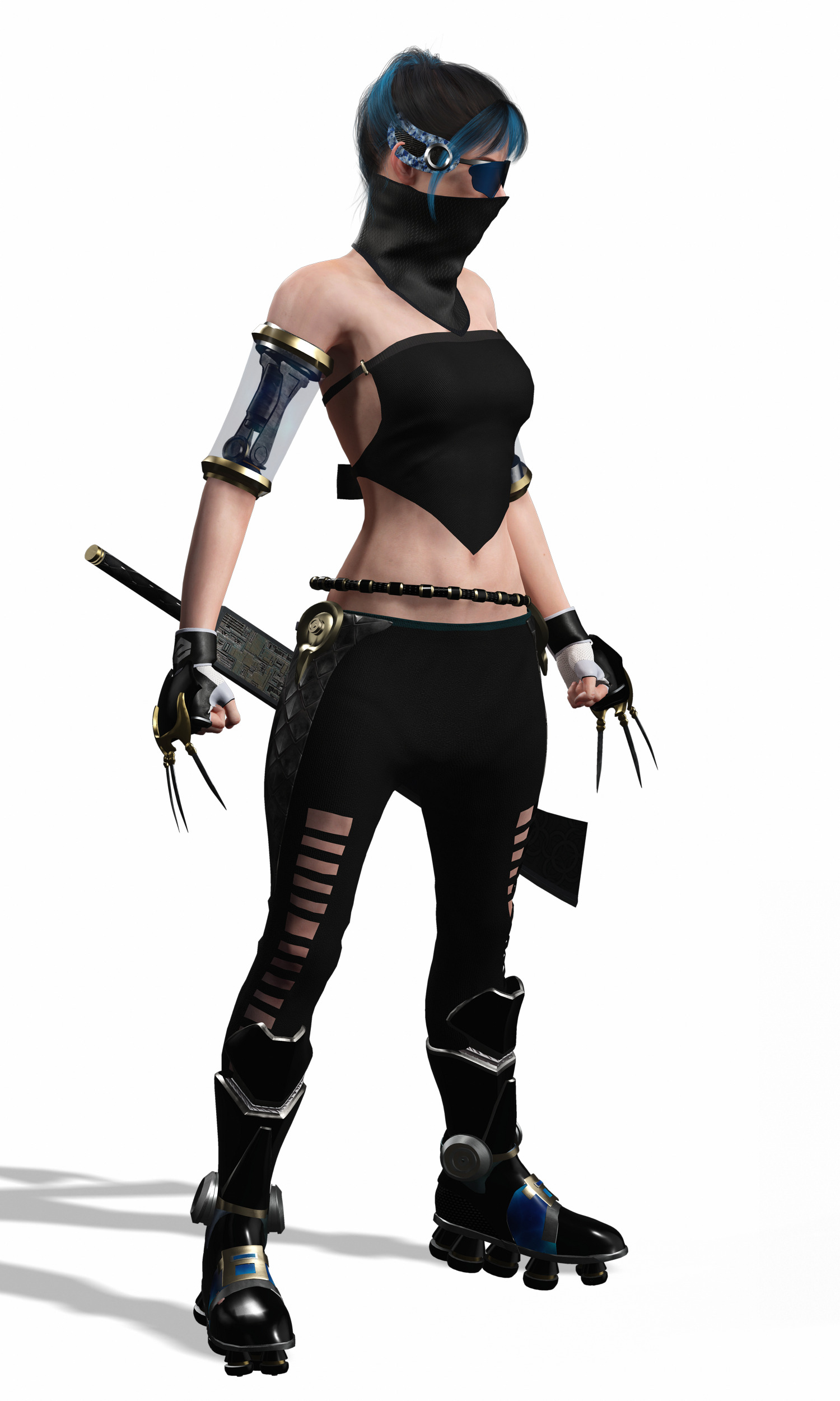 Cyberpunk Female Ninja Assassin Low-poly 3D model_14