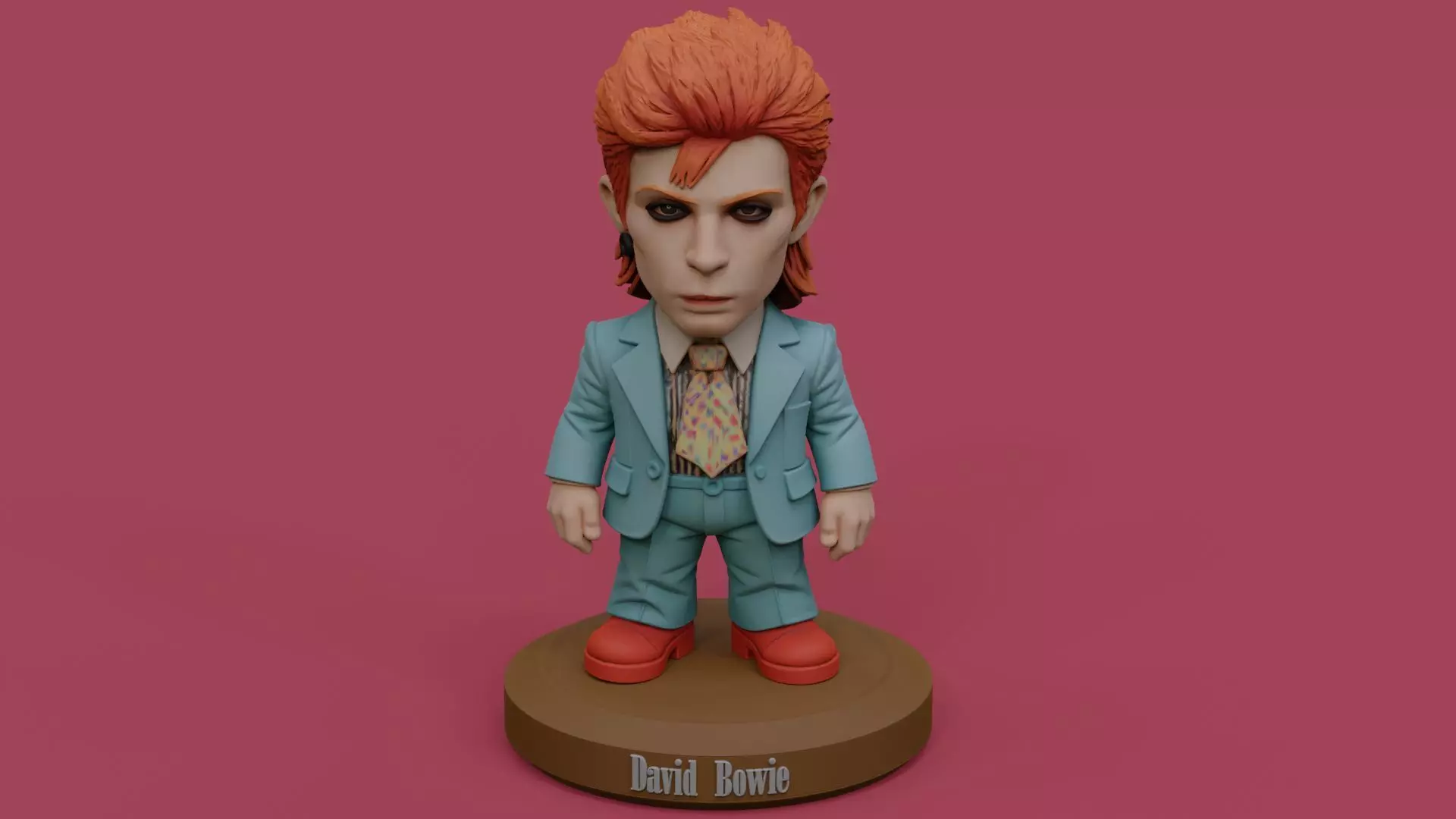 David Bowie Ziggy Stardust chibi Fan Art Figure and Keychain 3D print model