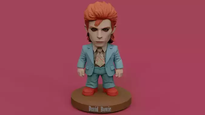 David Bowie Ziggy Stardust chibi Fan Art Figure and Keychain