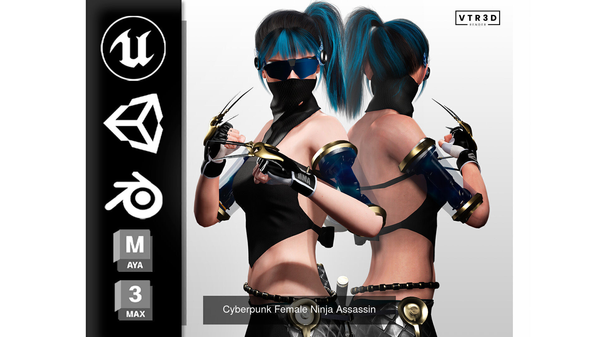 Cyberpunk Female Fighters Sci Fi 3D Model Collection_5