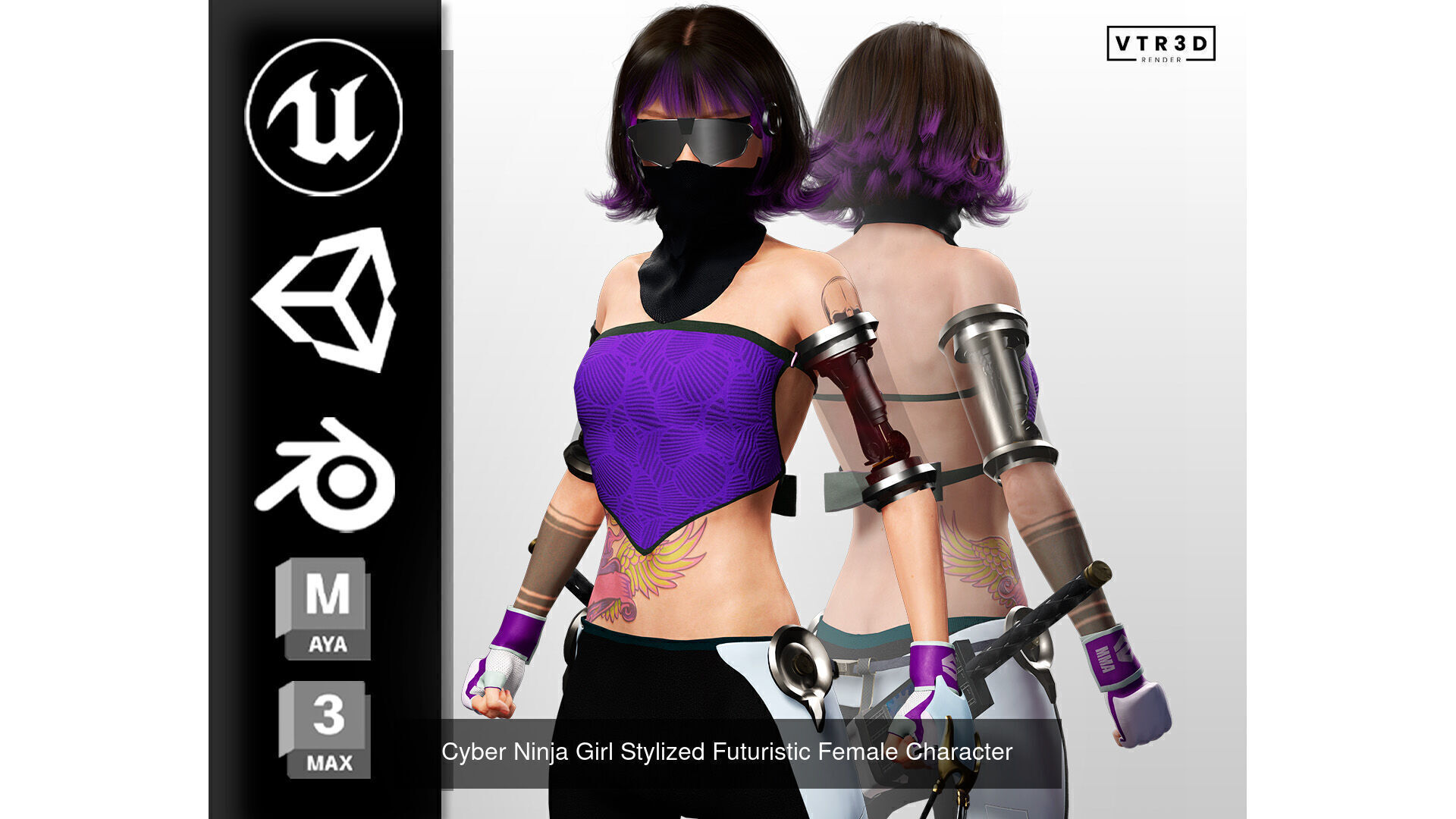 Cyberpunk Female Fighters Sci Fi 3D Model Collection_4