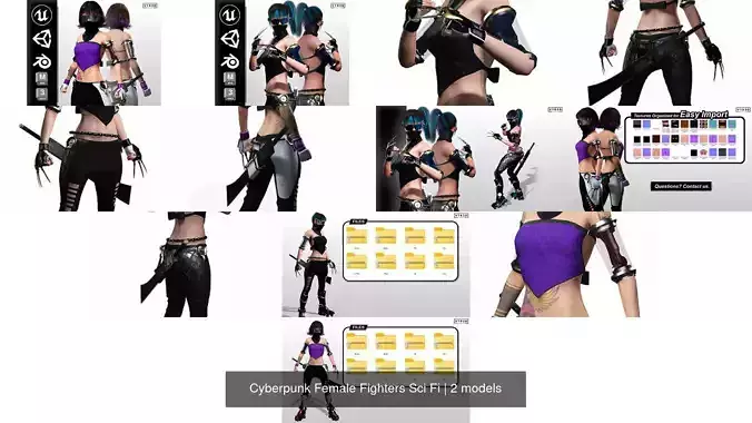 Cyberpunk Female Fighters Sci Fi