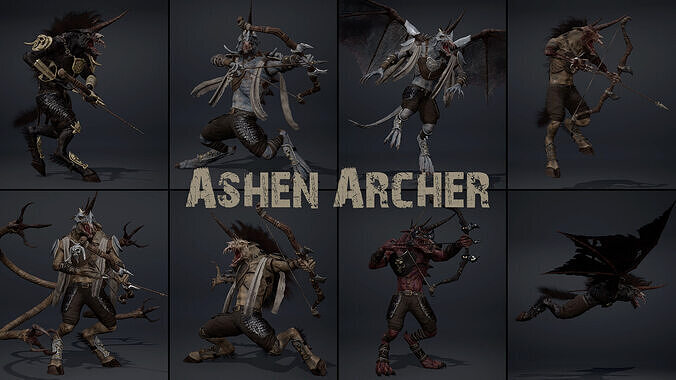 Ashen Archer Low-poly 3D model