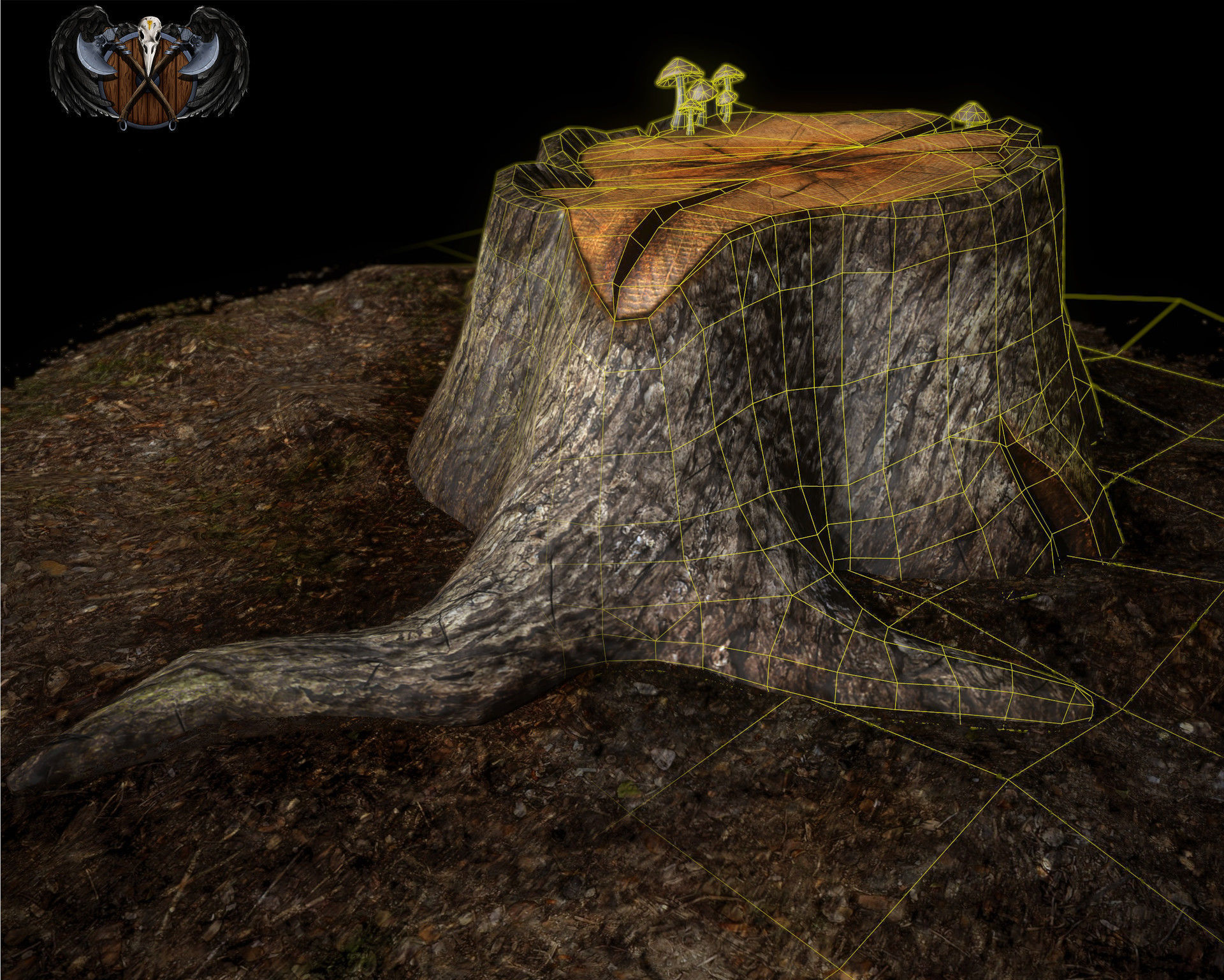 Stump tree with cut in it Free low-poly 3D model_3