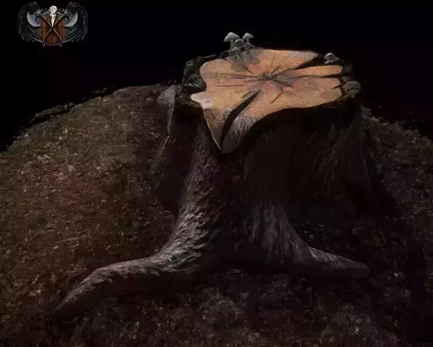 Stump tree with cut in it Free low-poly 3D model