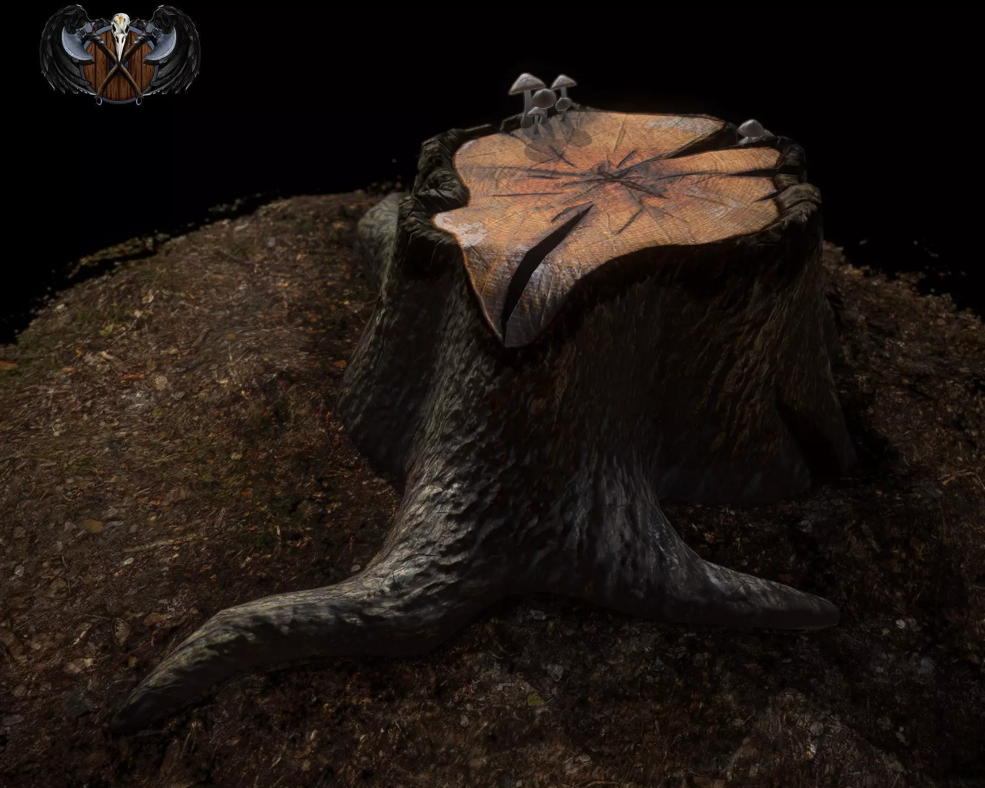 Stump tree with cut in it Free low-poly 3D model_0