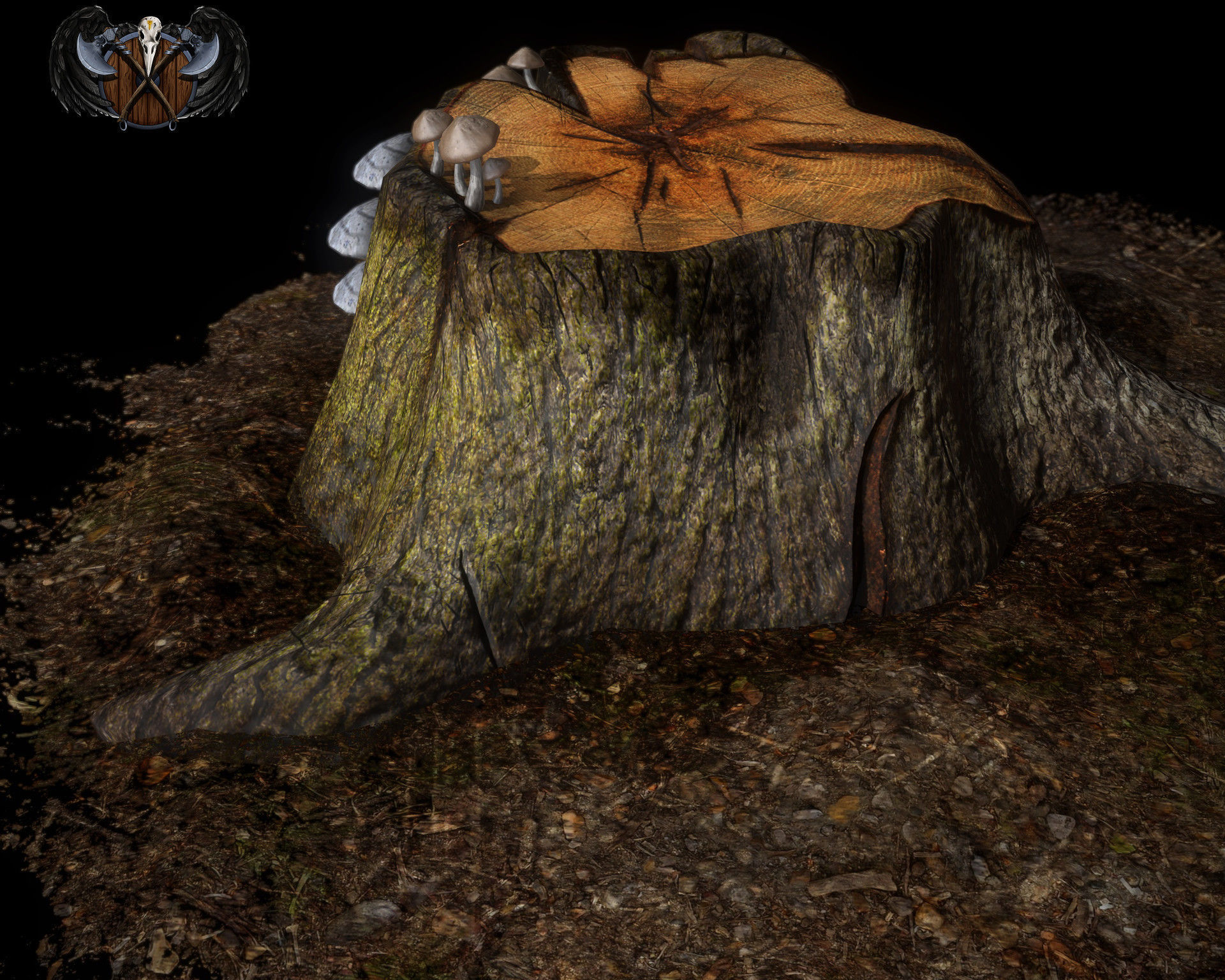 Stump tree with cut in it Free low-poly 3D model_4