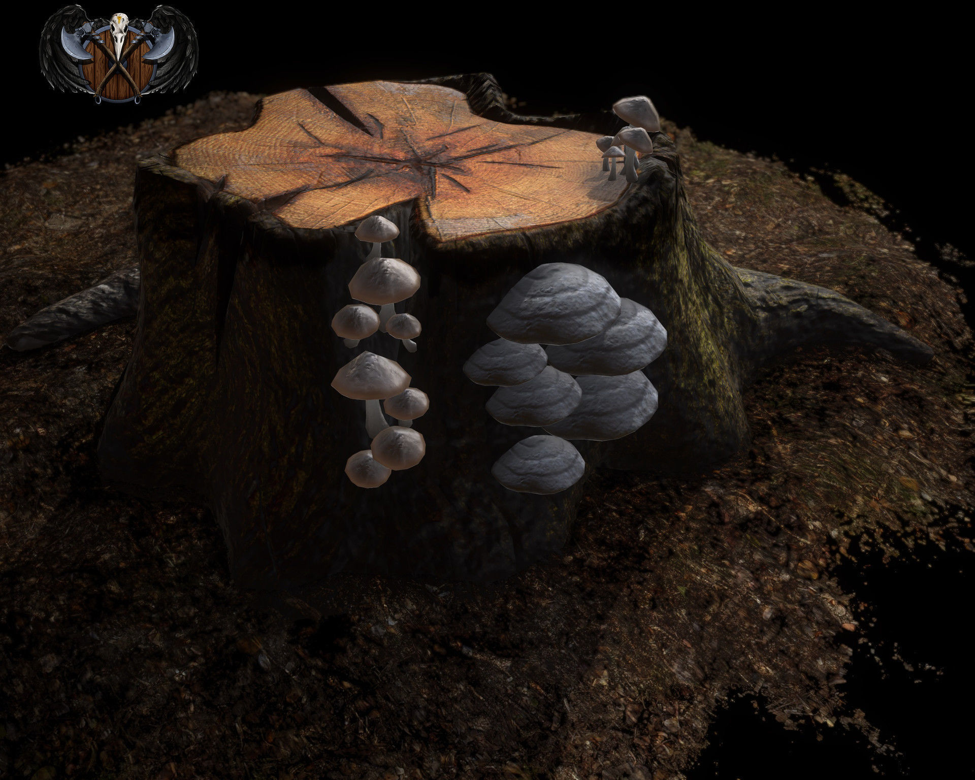 Stump tree with cut in it Free low-poly 3D model_2