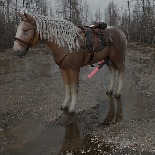 horse  PBR low-poly full rigged Low-poly 3D model