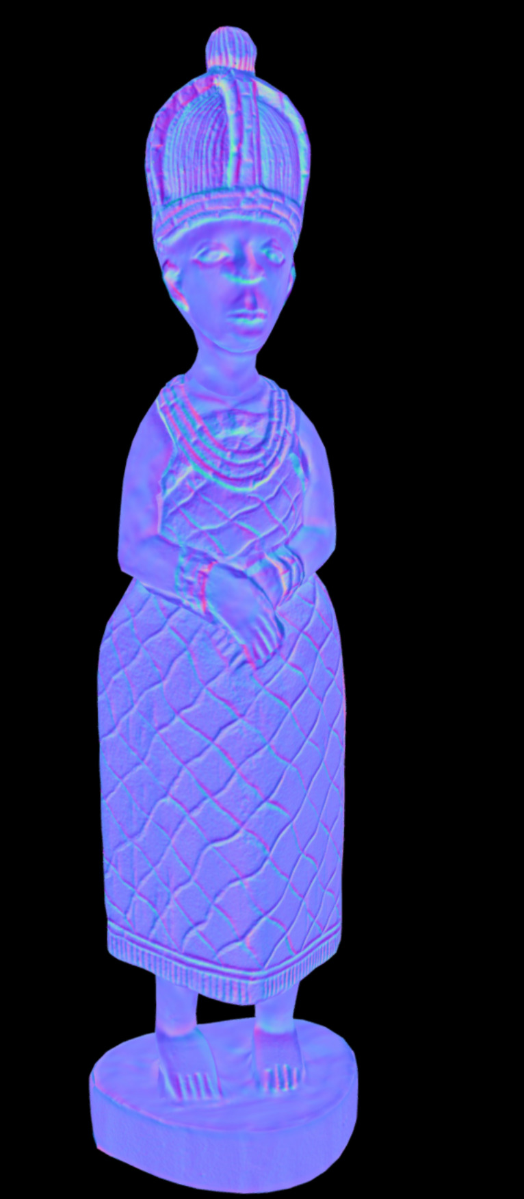 Benin Queen Stand Low-poly 3D model_9