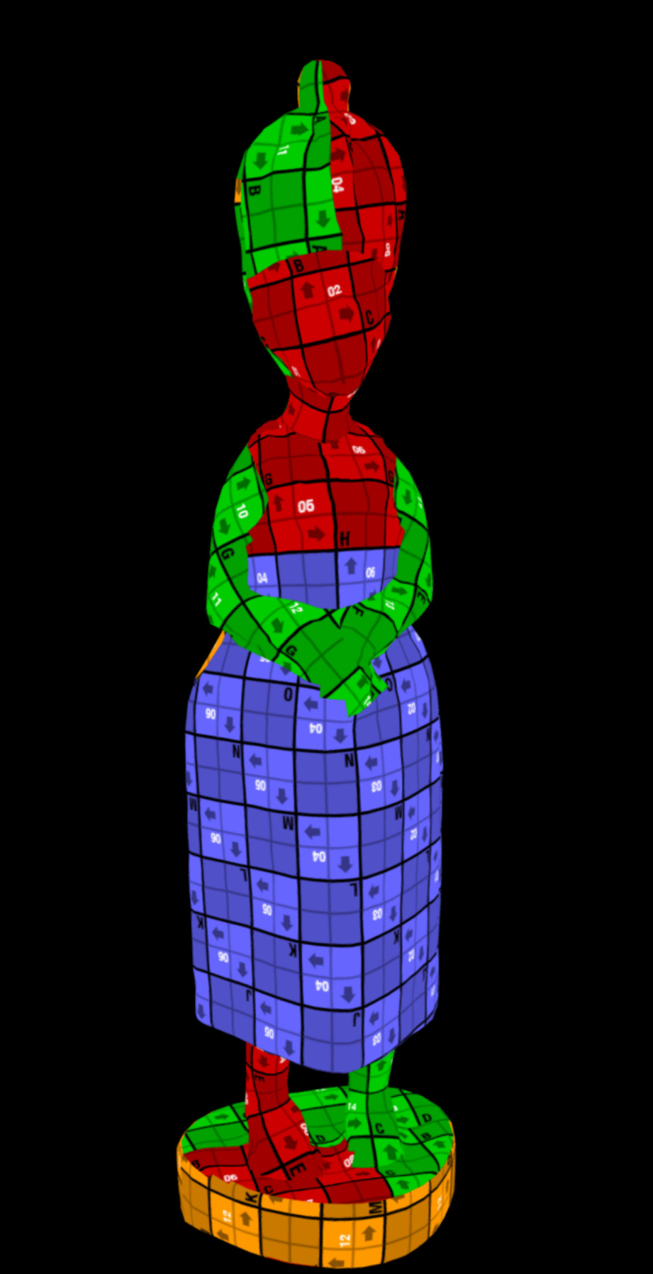 Benin Queen Stand Low-poly 3D model_12