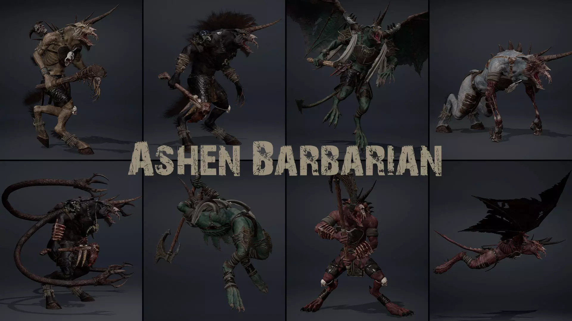 Ashen Barbarian Low-poly 3D model_0
