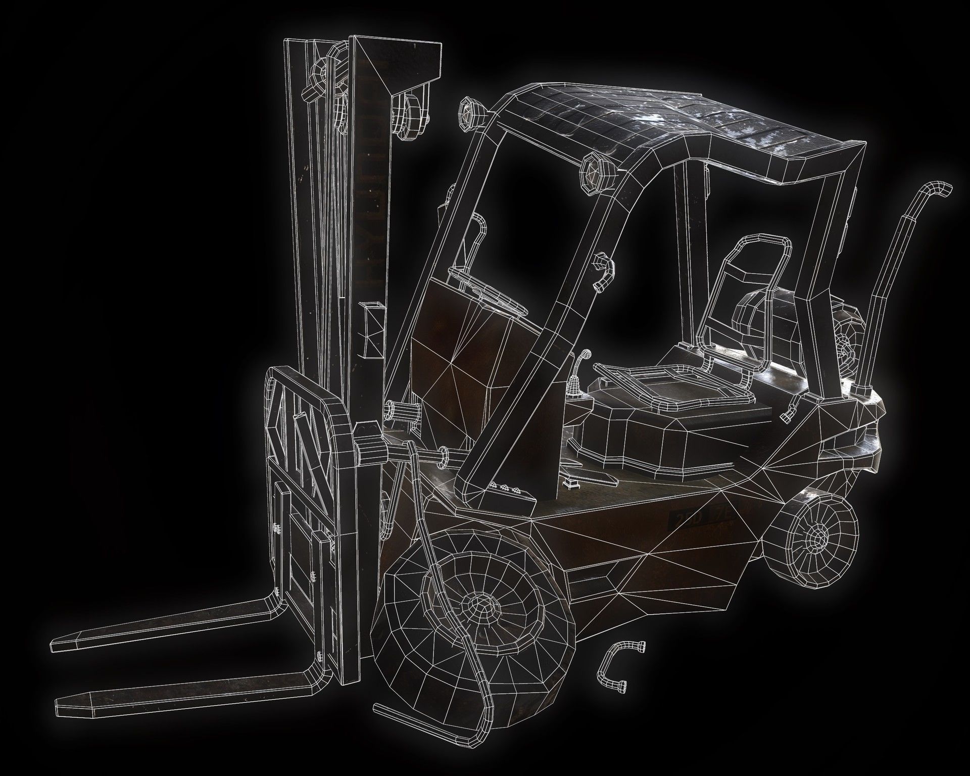 Forklifts forklift Low-poly 3D model_9