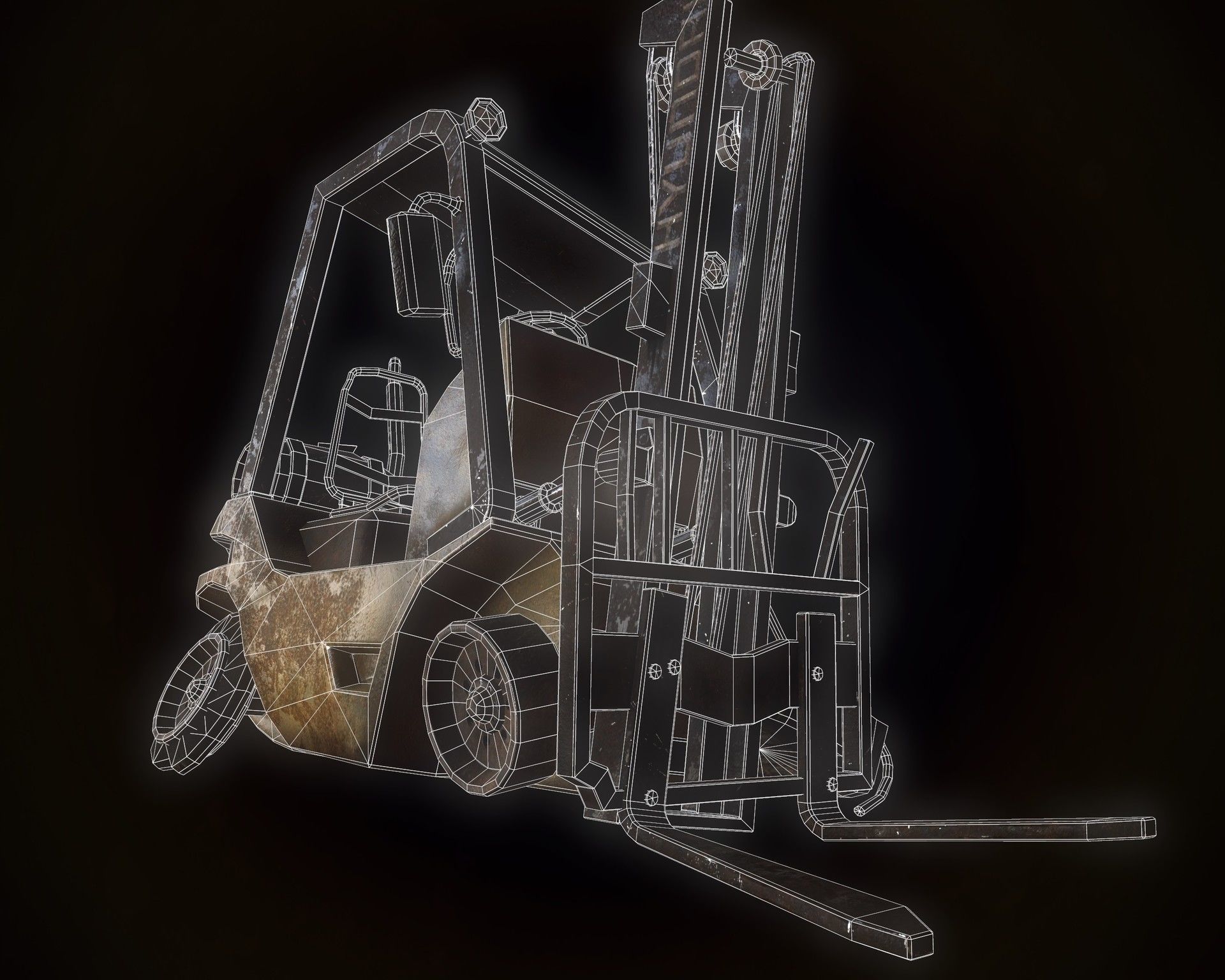 Forklifts forklift Low-poly 3D model_12