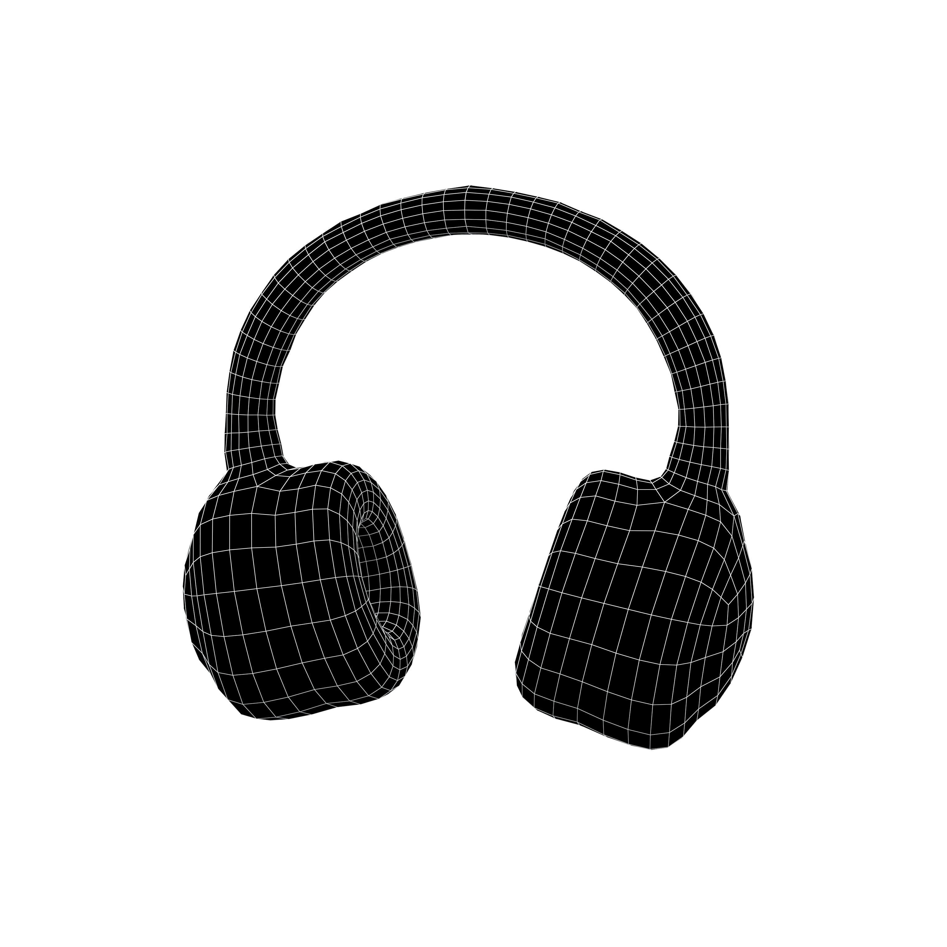 Earphone Headset Icon v1 001 Low-poly 3D model_5