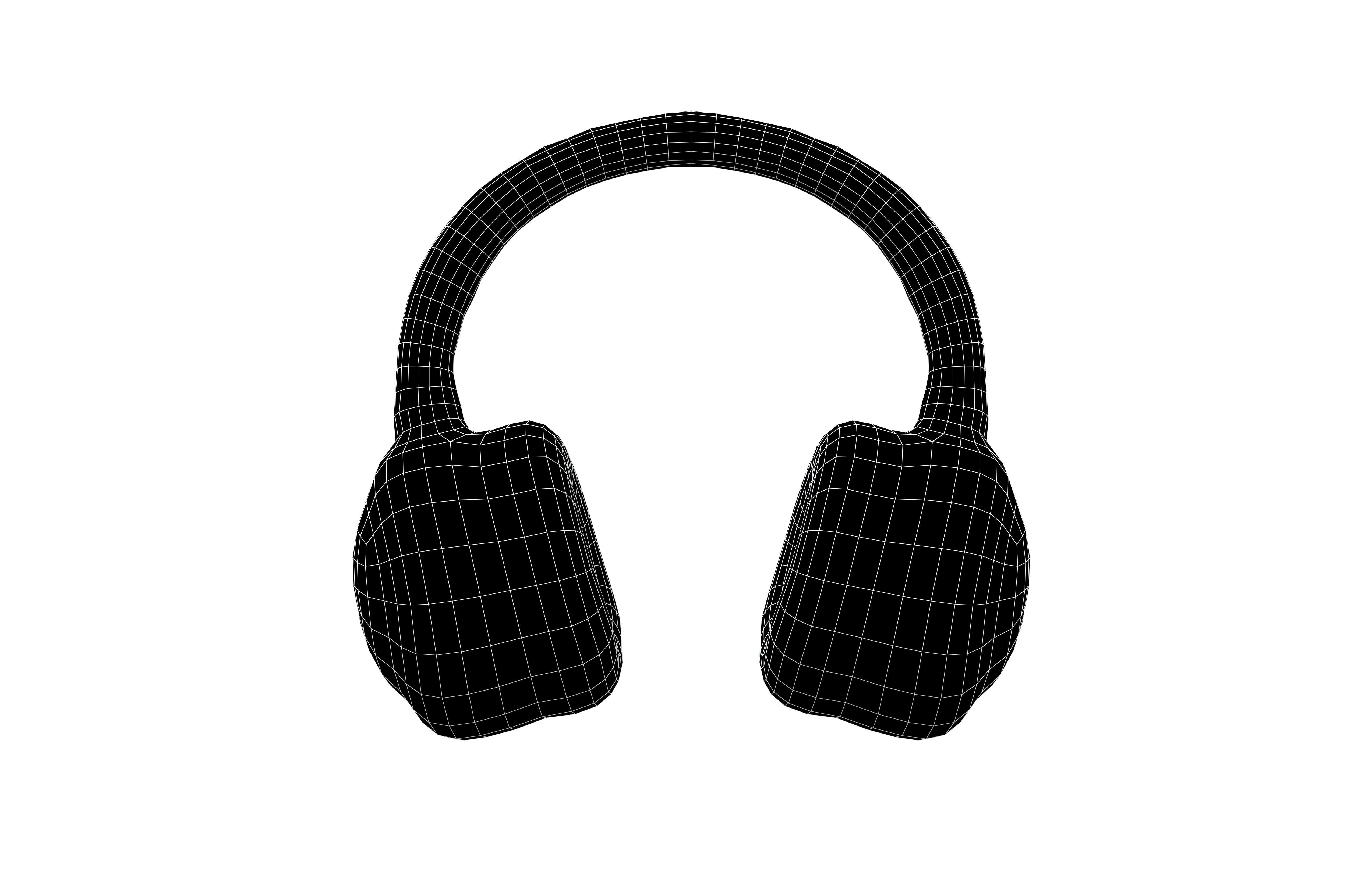 Earphone Headset Icon v1 002 Low-poly 3D model_6