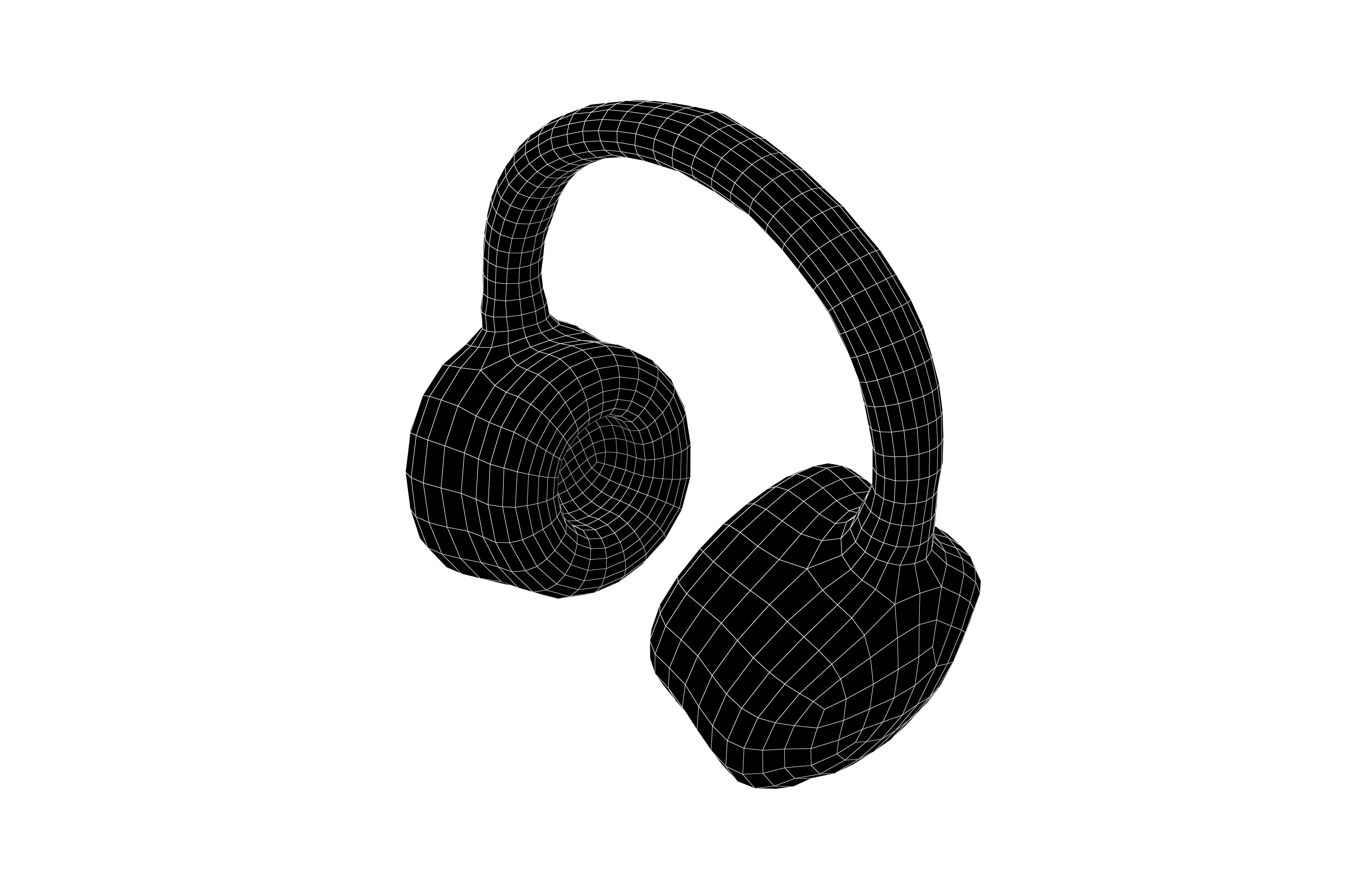 Earphone Headset Icon v1 002 Low-poly 3D model_7