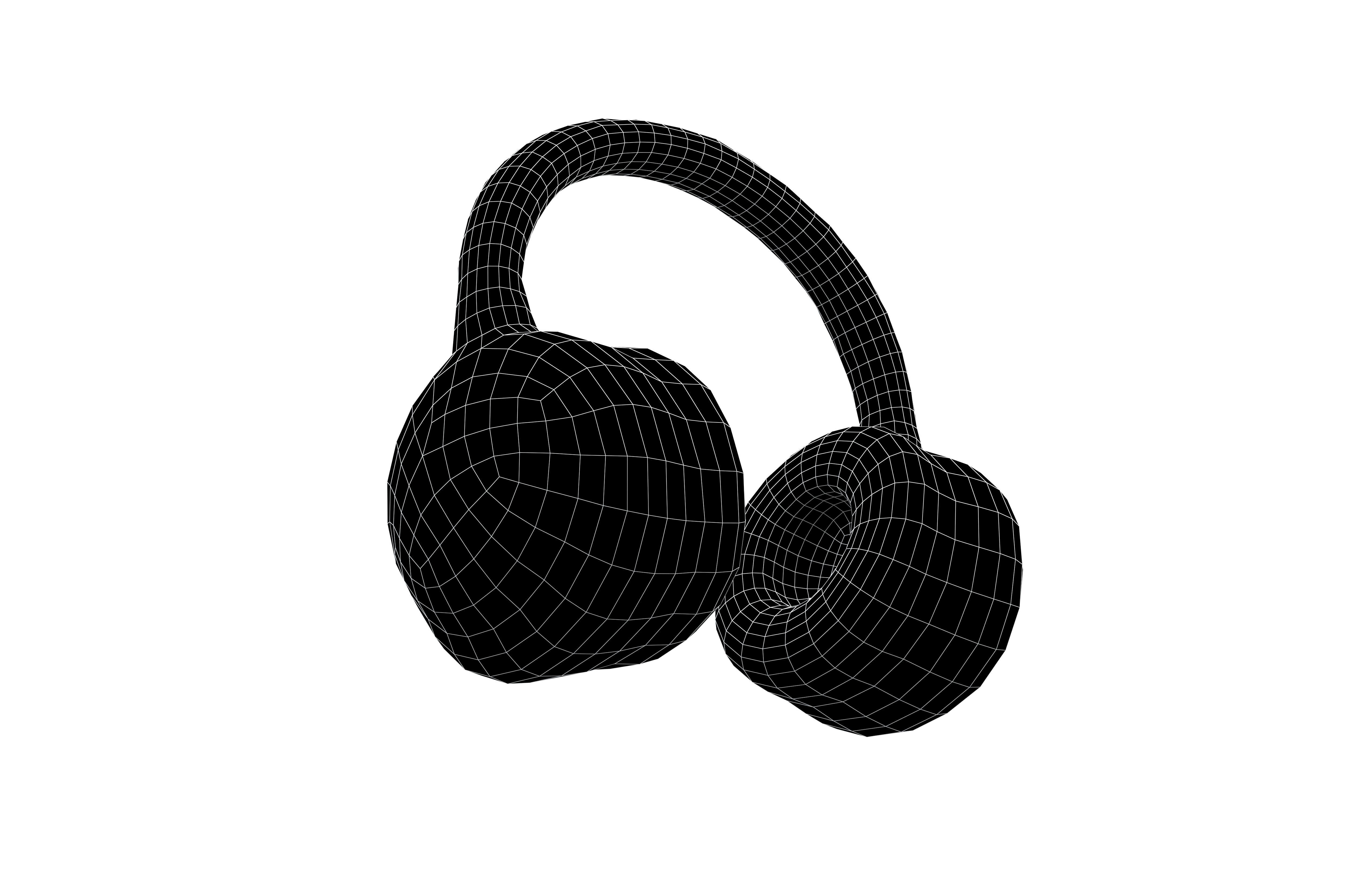 Earphone Headset Icon v1 002 Low-poly 3D model_4