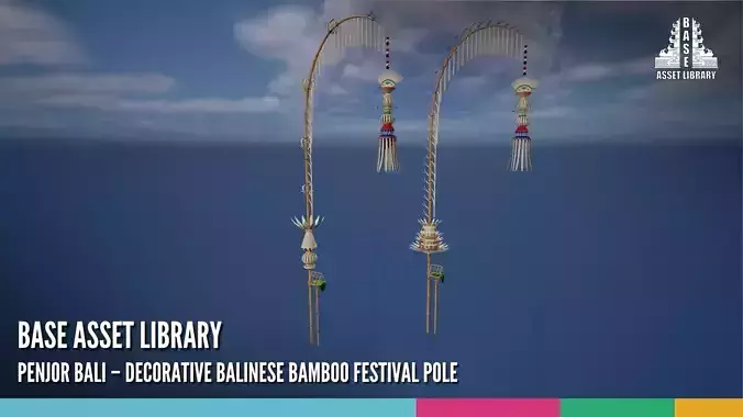 Penjor Bali Decorative Balinese Bamboo Festival Pole 3D model