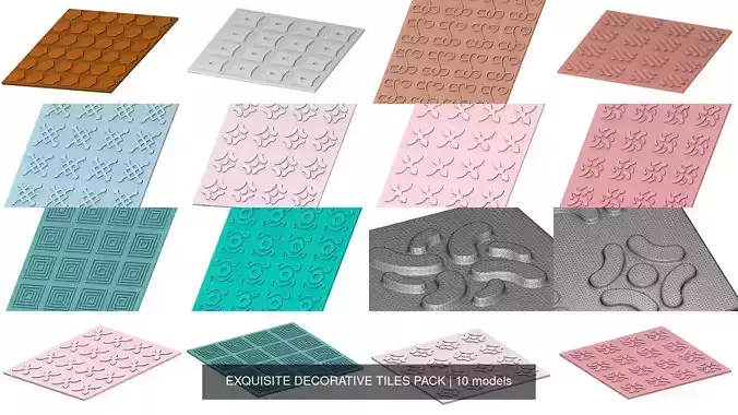 EXQUISITE DECORATIVE TILES PACK 3D Model Collection
