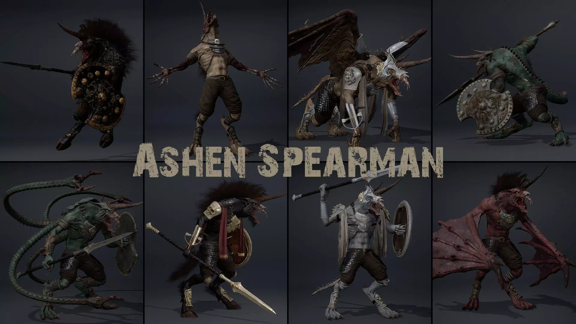 Ashen Spearman Low-poly 3D model_0