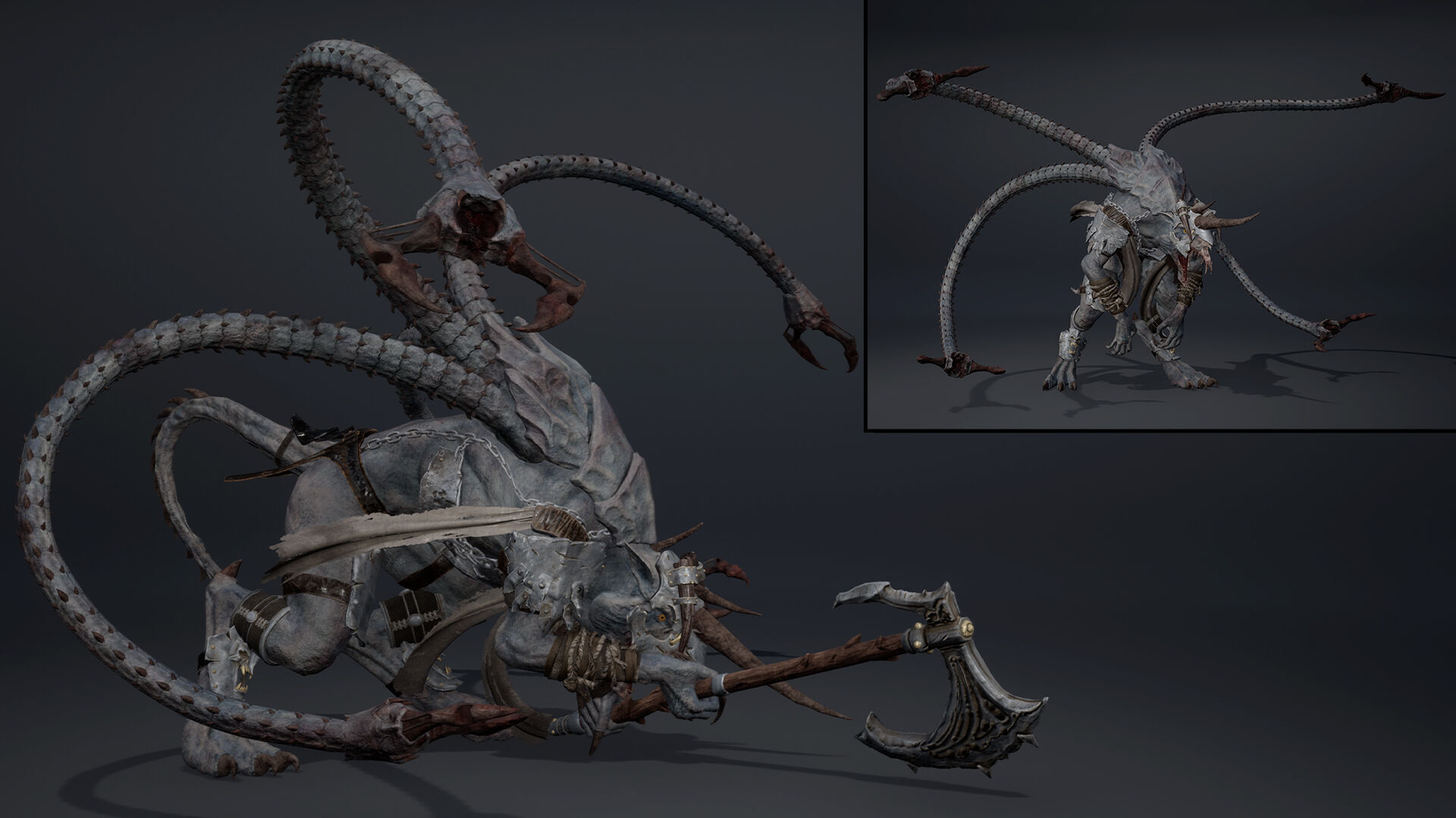 Ashen Brutal Warrior Low-poly 3D model_42